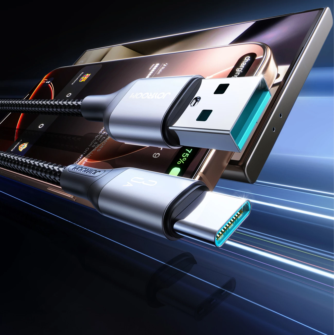 Kabllo Joyroom S-A28 Flash Series, USB-A në USB-C, 2m, 3A, e zezë