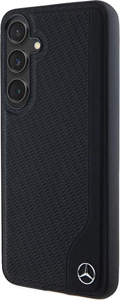 Mbështjellës Mercedes Leather Debossed Line MagSafe për Samsung Galaxy S24, i zi