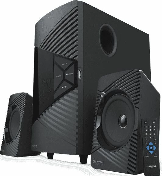 Altoparlantë për kompjuter Creative SBS E2500 2.1 30W RMS me Bluetooth, FM dhe telekomandë IR, të zeza