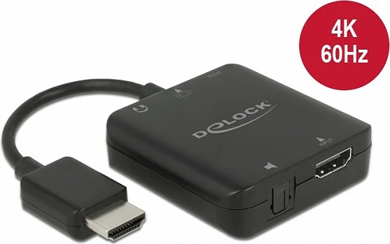 Adapter DeLOCK HDMI Audio Extractor 4K 60Hz, S/PDIF + Stereo, Micro-USB, i zi