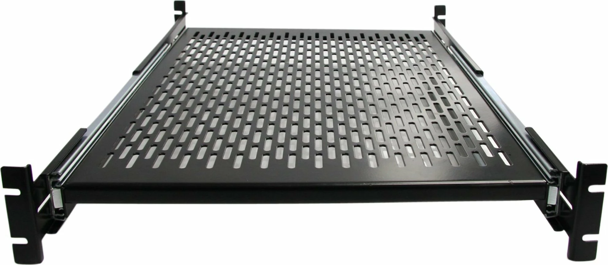Raft rrëshqitës për rack 19" StarTech UNISLDSHF19, 2U, thellësi e rregullueshme 20-30in, i ventiluar, kapacitet 22.7 kg, çelik, i zi