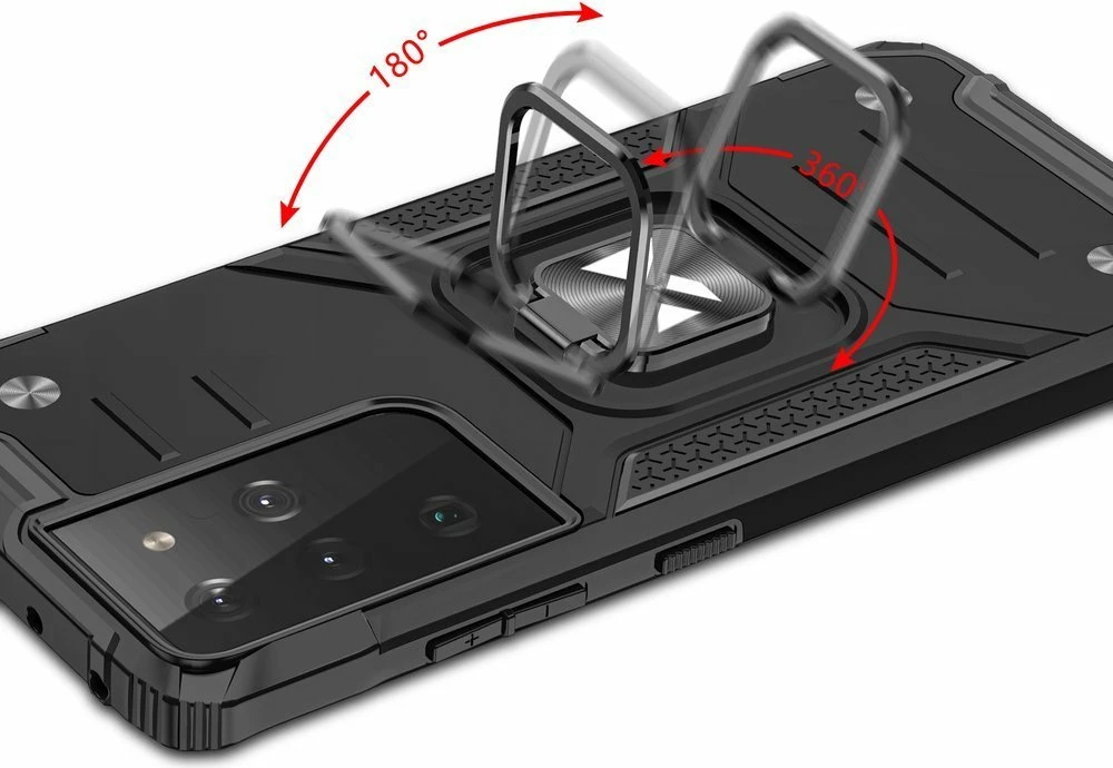 Mbështjellës Wozinsky Ring Armor për Samsung Galaxy S22 Ultra, me mbajtëse gishti dhe magnetike, Kuq