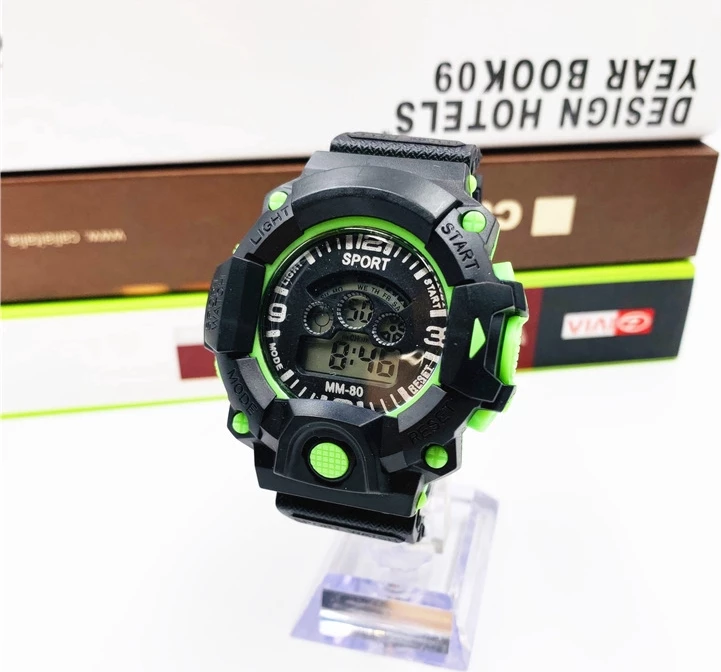 Orë digjitale Sport WR30MGJ, zezë/gjelbërt