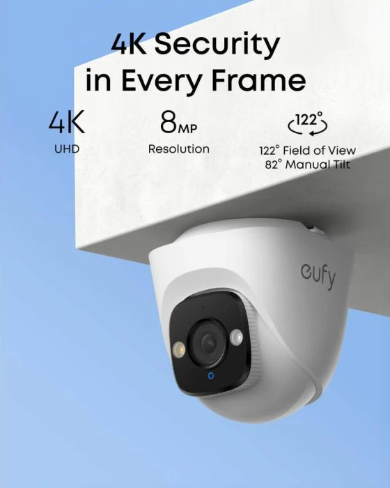 Kamerë sigurie PoE Eufy Security E41, 4K UHD, 122°, IP65, e bardhë, kamerë shtesë
