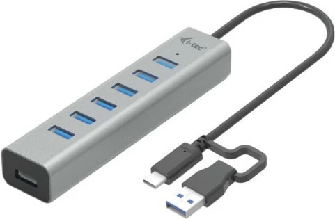 Kasë HUB USB-C i-tec C31HUBMETAL703, 7 porta, Metal, Silver