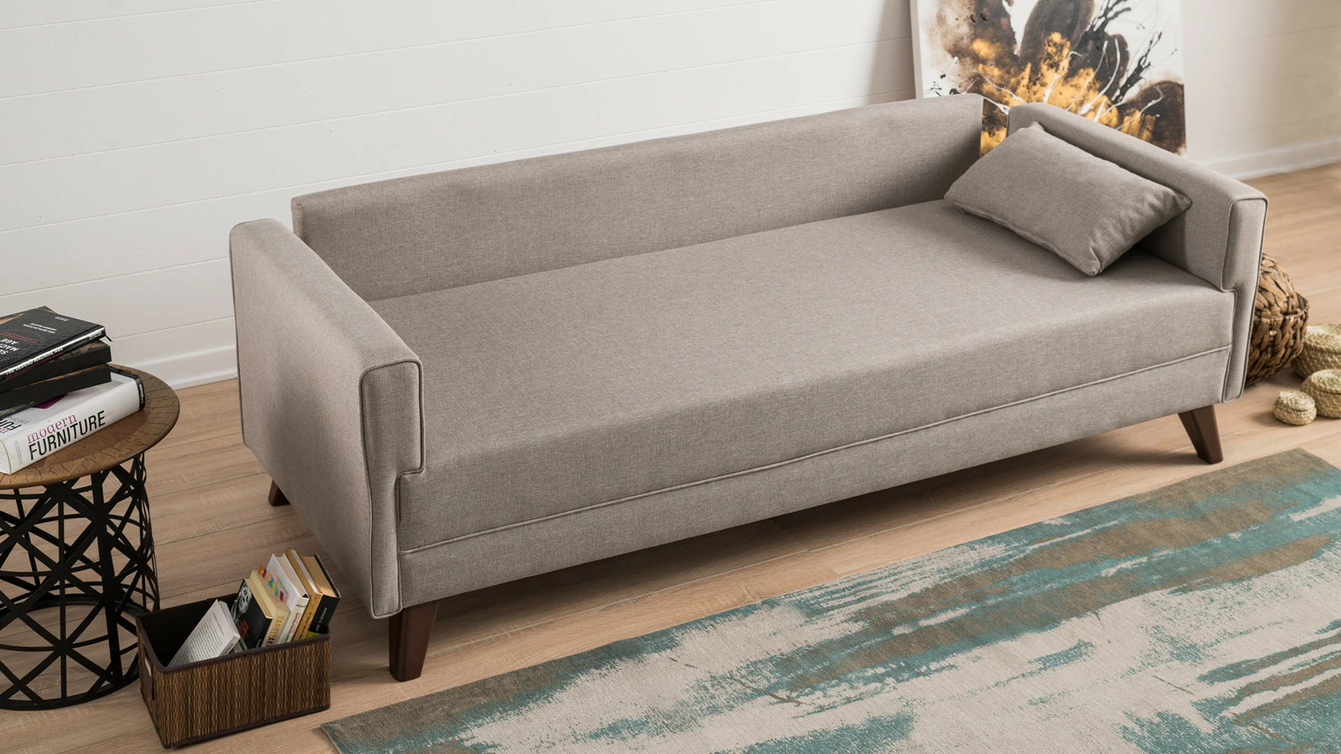 Divan treshe Atelier del Sofa, Bella Sofa për 3 persona, krem