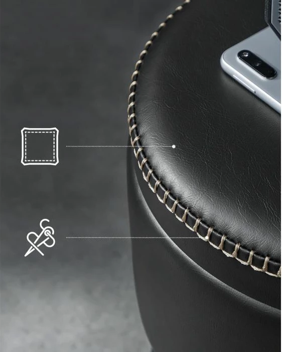 Stol depozitimi VASAGLE EKHO LOM005B01, 9.4 L, Ø38.2 x 44.4 cm, PU leather, 150 kg, Ink Black