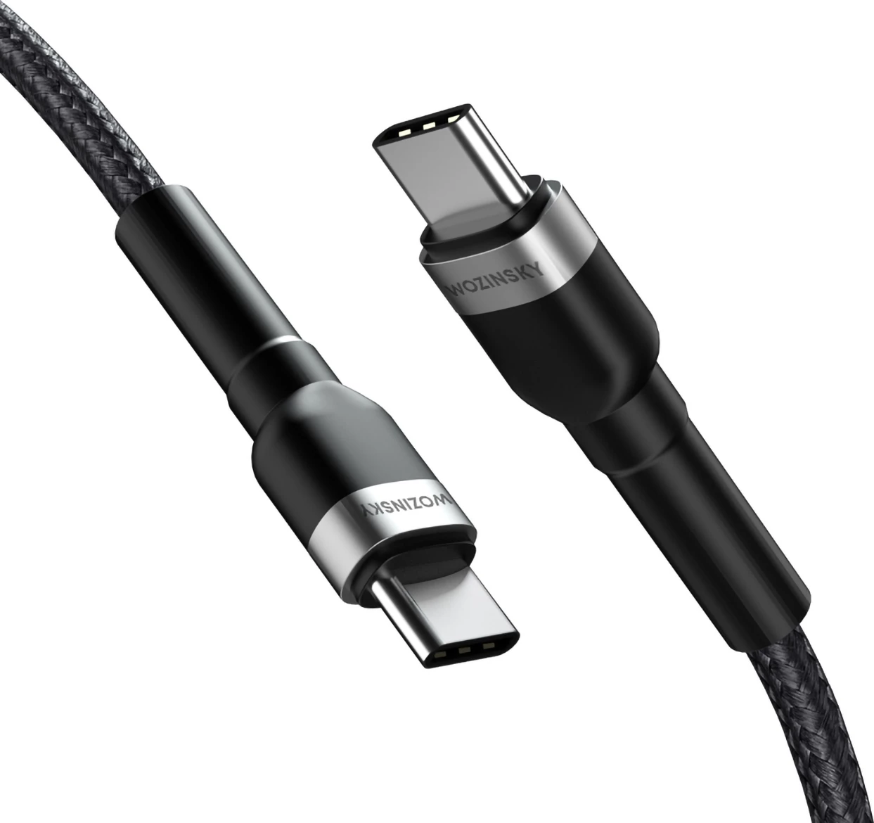 Kabllo USB-C në USB-C Wozinsky WNBCC1, 1m, 65W, najlon, e zezë