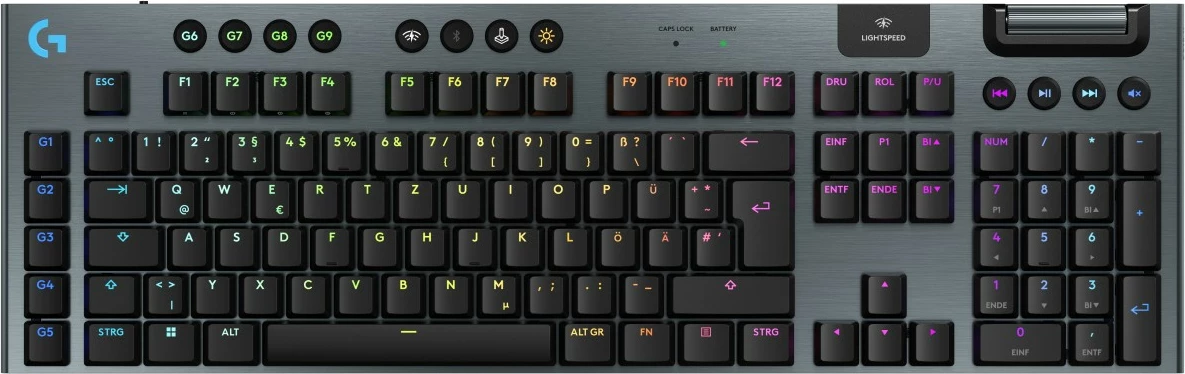 Tastierë mekanike gaming Logitech G915 X LIGHTSPEED, QWERTZ, RGB, wireless & USB, e zezë