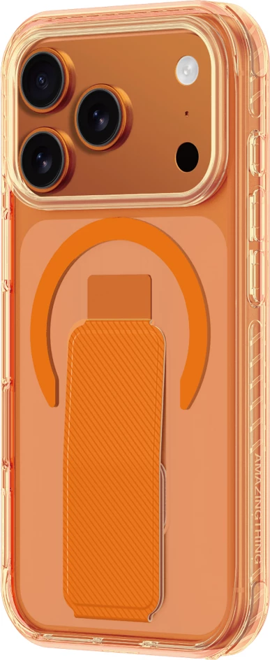 Mbështjellës, AmazingThing, Titan Pro Holder Drop Proof Case 3 Lens, për iPhone 17 Pro Max, MagSafe, TPU, portokalli Titan