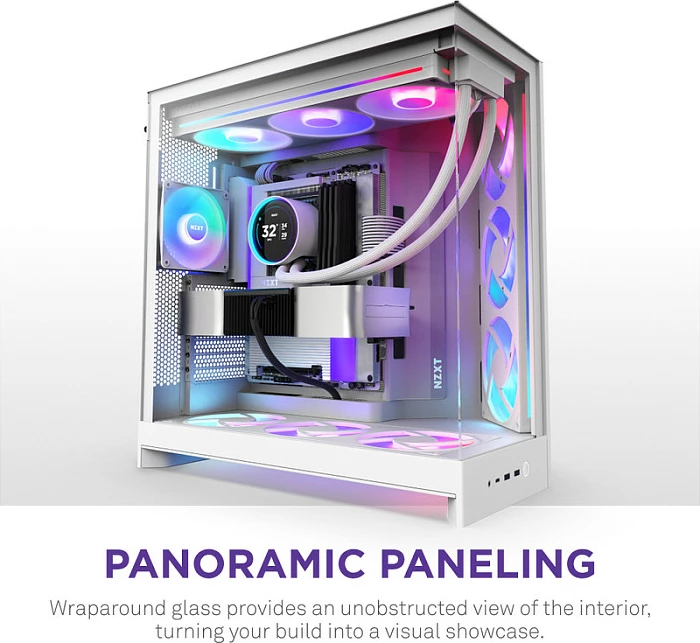 Kasë NZXT H9 Flow RGB+, Midi Tower, ATX/E-ATX/micro ATX/Mini-ITX, Tempered Glass, e bardhë