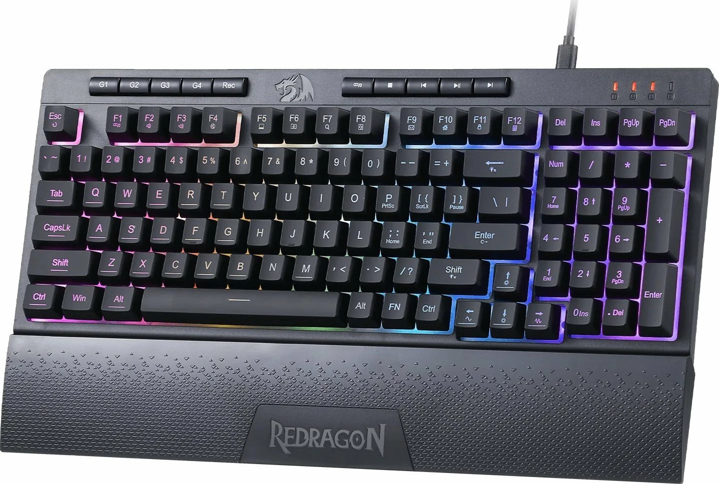 Tastierë gaming Redragon Shiva K515-RGB, membranë 96%, RGB, USB me kabllo, layout US, me pushim dore magnetik, e zezë