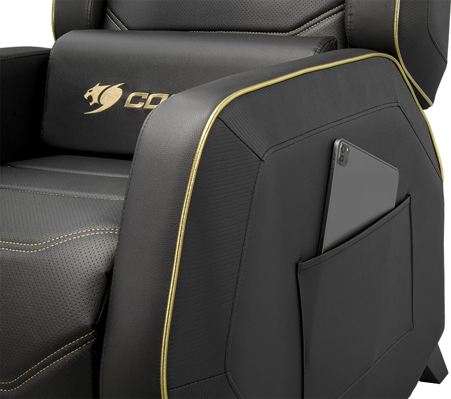Sofë gaming COUGAR Ranger S Royal, PVC leather, 95-160°, max 160 kg, e zezë/artë