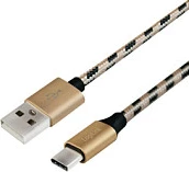 Kabllo USB LogiLink USB 2.0 Type-C në USB-A, 2 m, najlon e thurur, zezë/artë