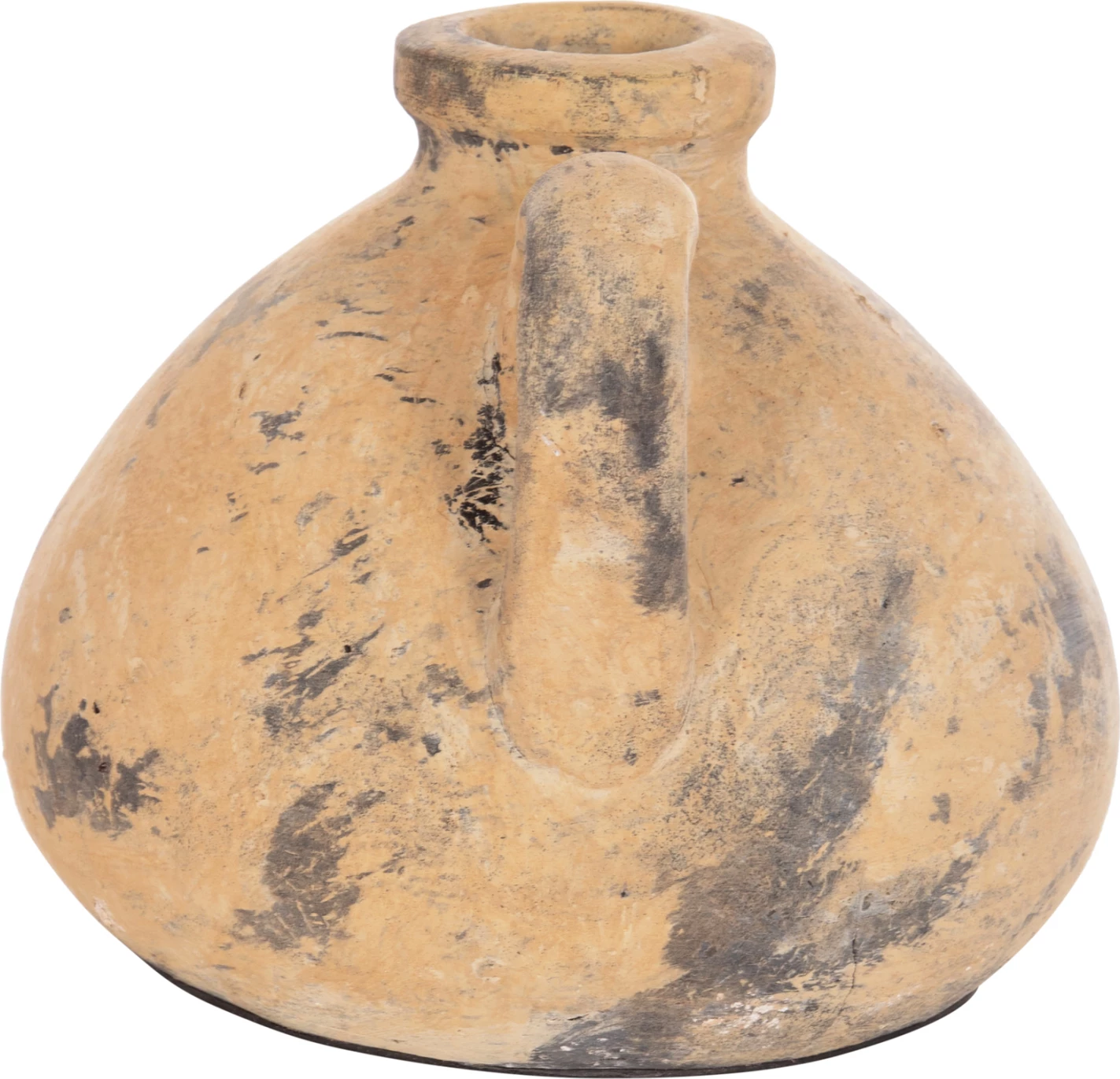 Vazo dekorative tavoline VERMO, terrakotë, bezhë e fërkuar, Φ22x17Hcm