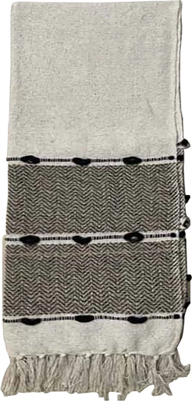 Batanije dekorative Kayla, pambuk, poliester, e bardhë-bezhë-e zezë, 130x170cm