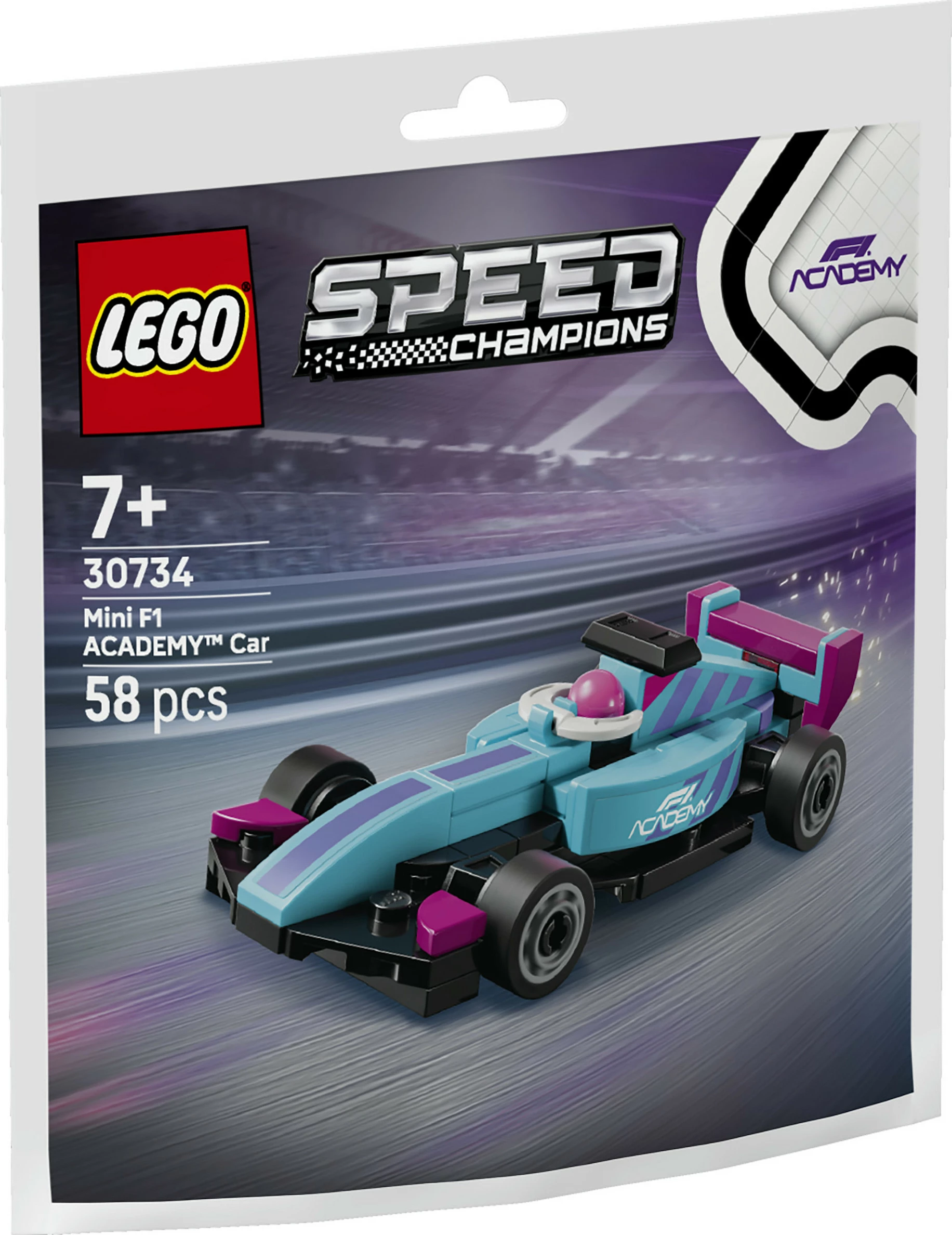 Set ndërtimi LEGO Speed Champions 30734 Mini F1 ACADEMY Car, 58 copë, shumëngjyrësh