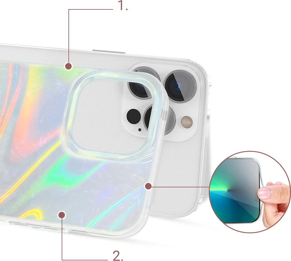 Mbështjellës Kingxbar Shell Series për iPhone 13 Pro, pearl-blue