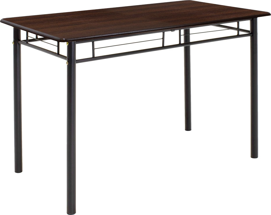 Tavolinë me karrige Roza 5 copë, ngjyrë arre e errët, këmbë të zeza mat, 120x70x75cm