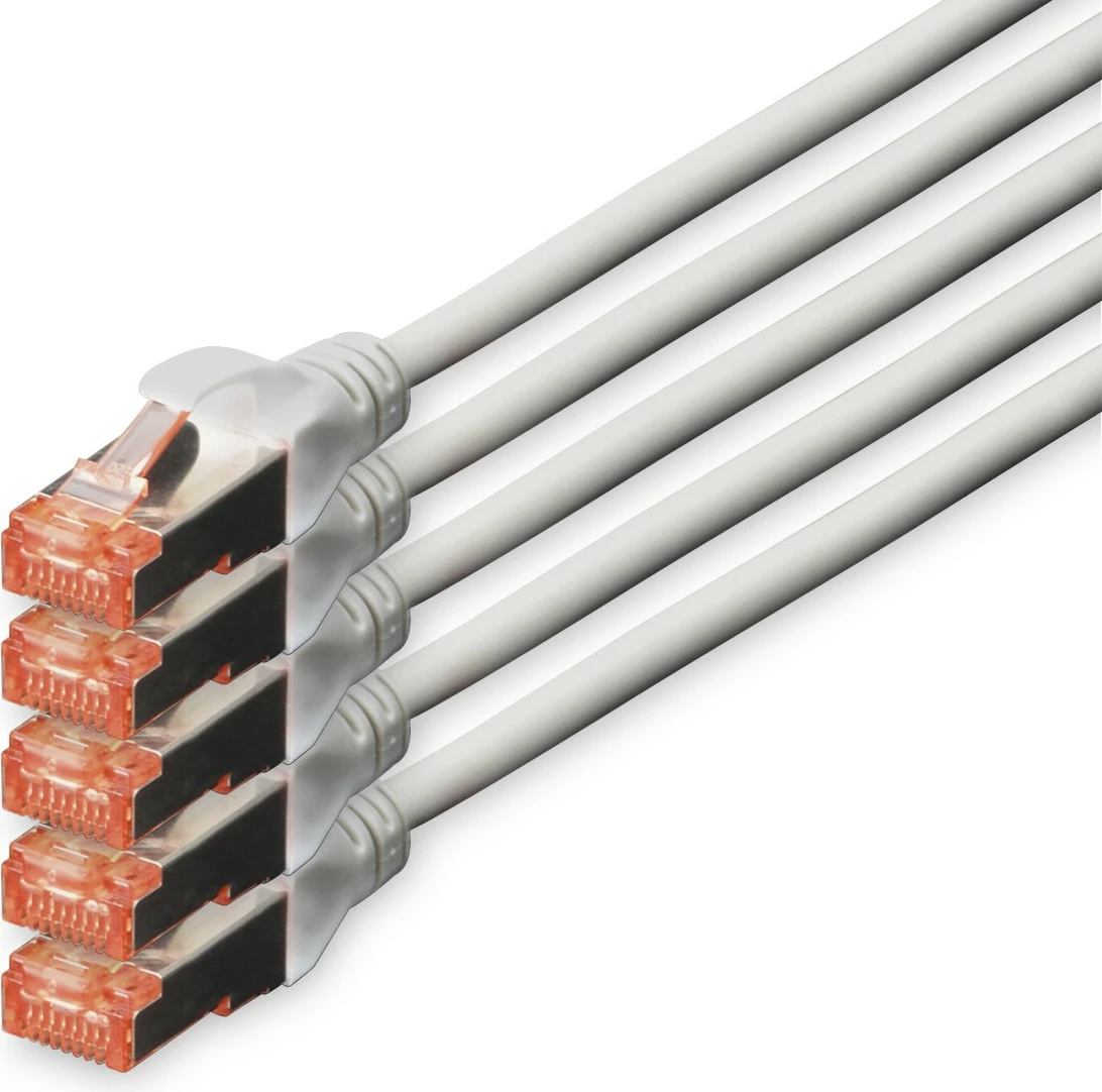Kabllo rrjeti Digitus Cat6, 15m, 5 copë, RJ-45, gri