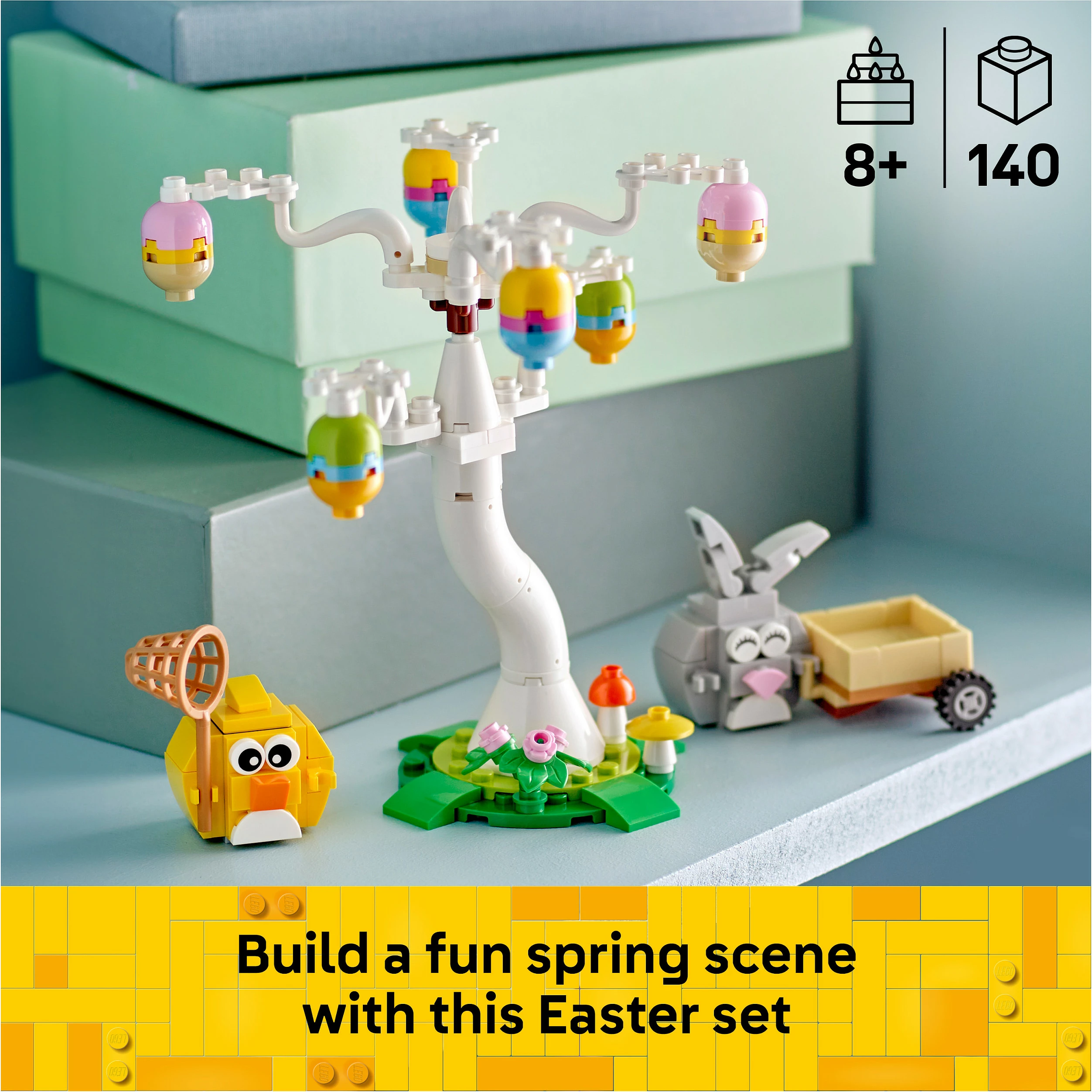 Set ndërtimi LEGO Iconic 40808 Easter Bunny and Chick Egg Hunt, 140 pjesë, 8+, multikolor