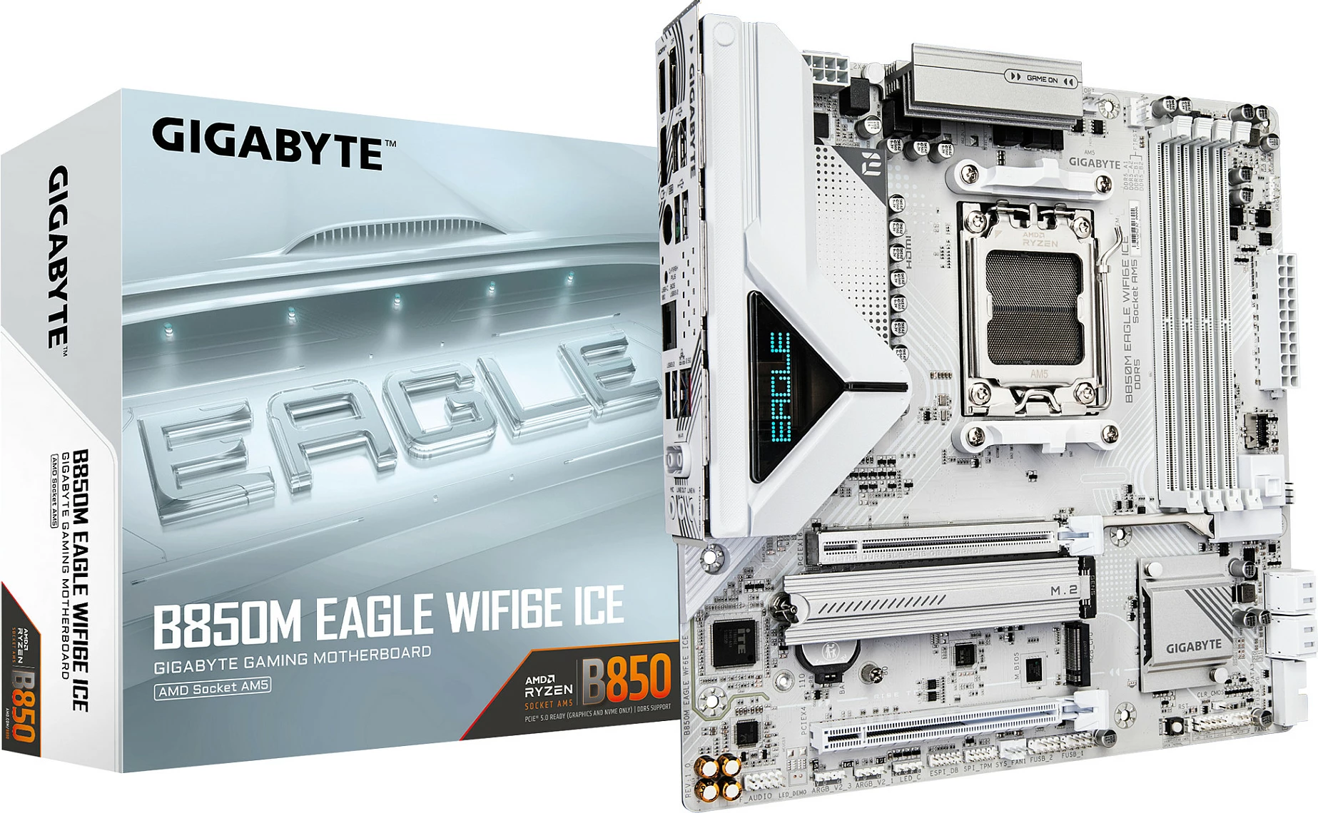 Pllakë amë Gigabyte B850M Eagle WiFi6E ICE, Socket AM5, mATX, DDR5, e bardhë