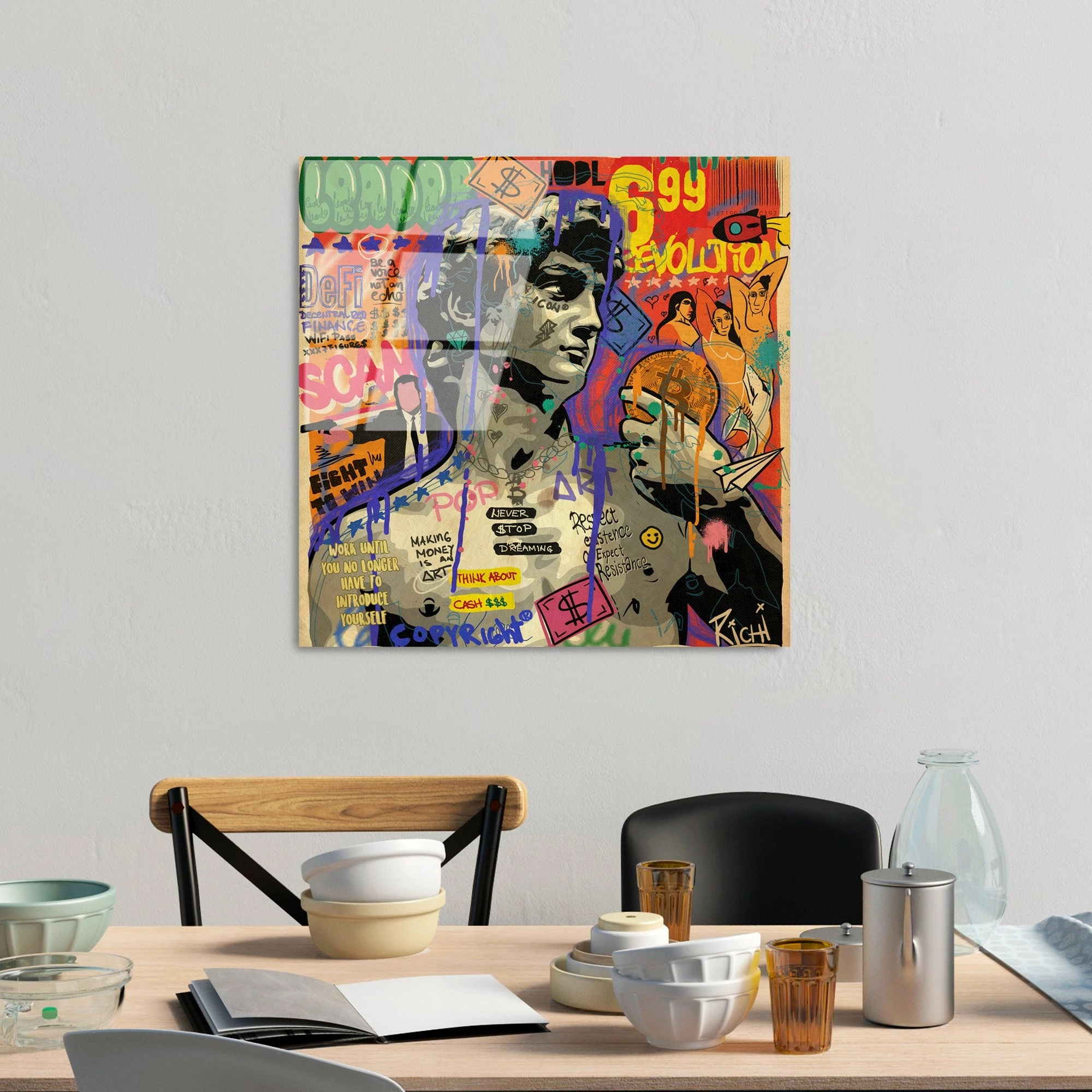 Pikturë dekorative prej xhami të temperuar, shumëngjyrëshe, Wallity UV-839, 50x50cm