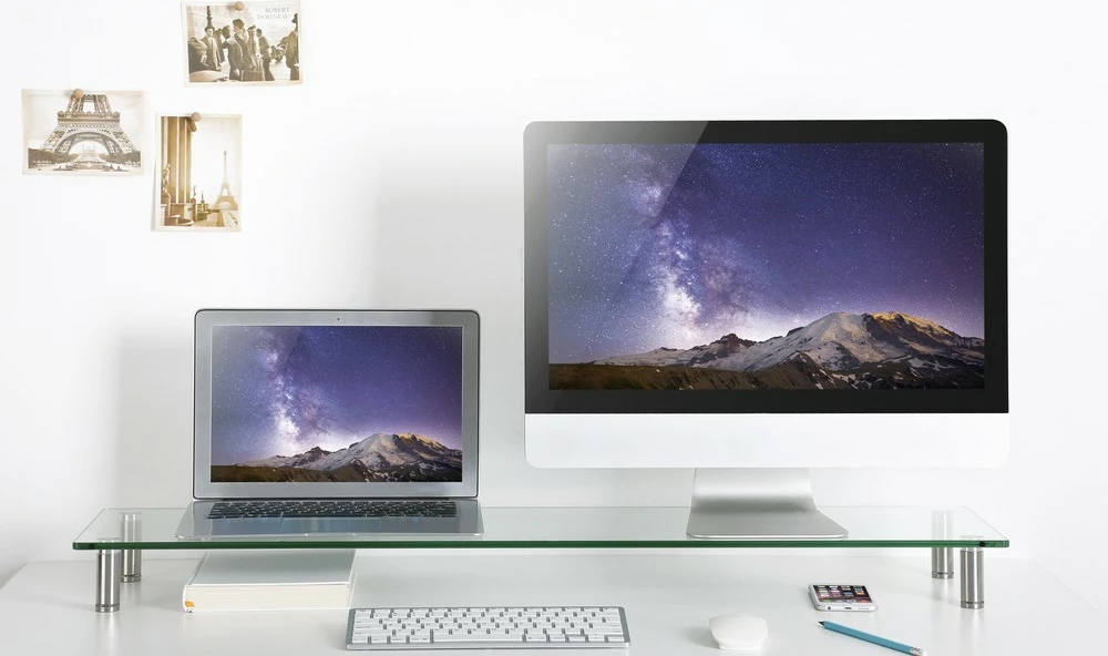 Stojak për monitor Gembird MS-TABLE-GL-01 XL 1000 x 260 mm, qelq i temperuar, lartësi e rregullueshme 78-93 mm, ngarkesë 20 kg, i zi