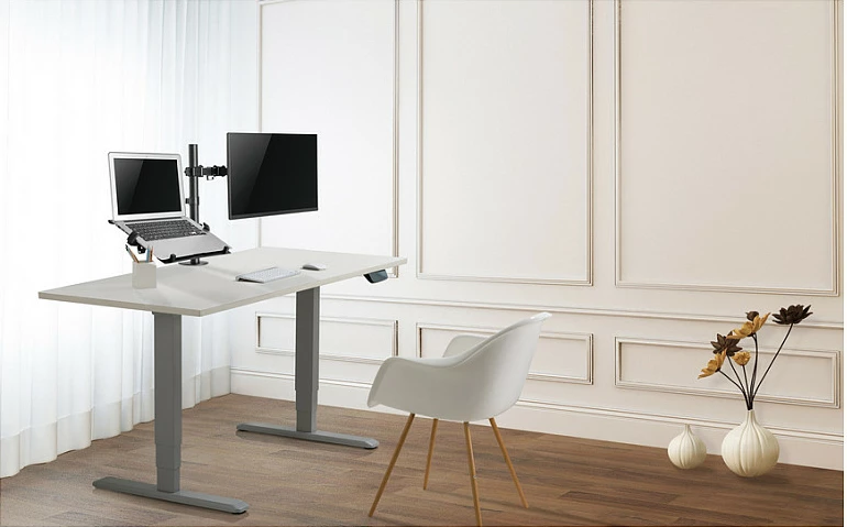 Mbajtës tavoline për monitor dhe laptop EQUIP, Dual Arm, 13"-32", VESA 75x75/100x100, 16 kg, i zi
