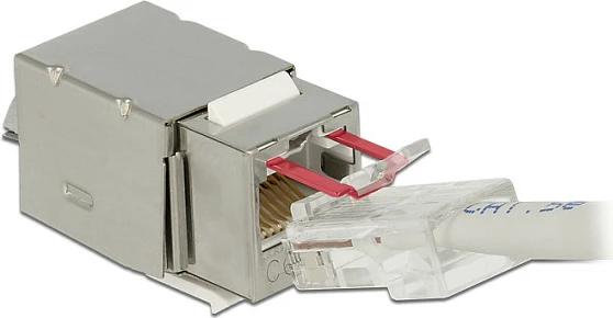Modul Keystone DeLOCK 86404, RJ-45 femër, mekanizëm bllokimi, argjendtë