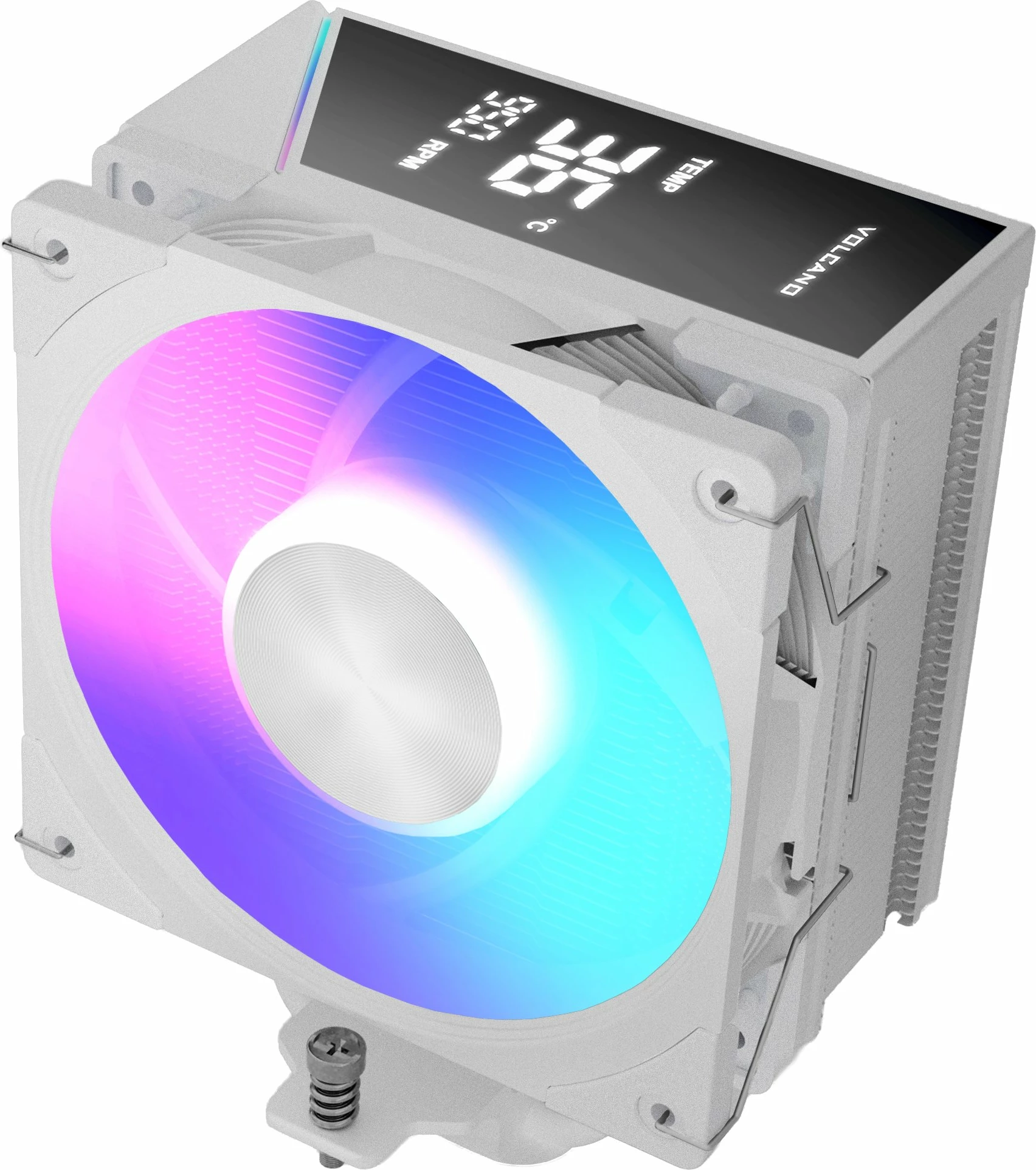 Ftohës ajri CPU Modecom Volcano 0C T202 (MC-C-T202-AFL-W), 120mm PWM, LCD, ARGB, 190W TDP, i bardhë