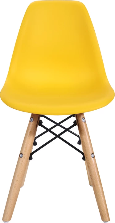 Karrige Julita për fëmijë, PP e verdhë, dru ahu natyral, 35x31x57.5cm, set prej 4 copësh