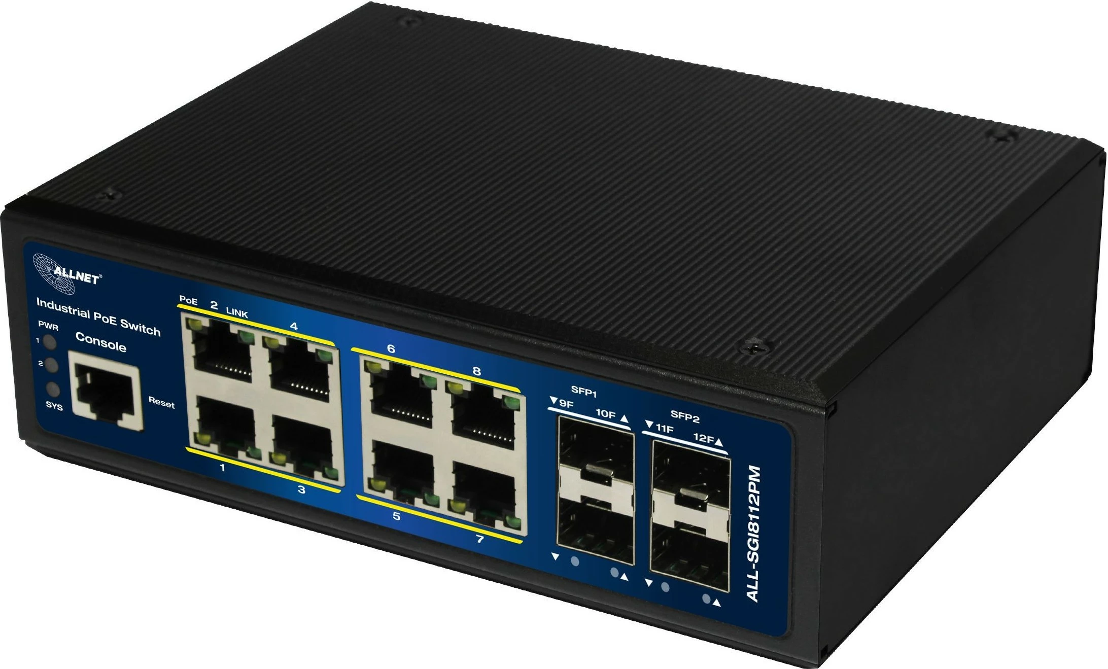 Switch ALLNET ALL-SGI8112PMJ, PoE, industrial