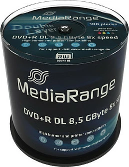 DVD+R DL MEDIARANGE 8.5GB 8x, printable, 100 copë (Cakebox)