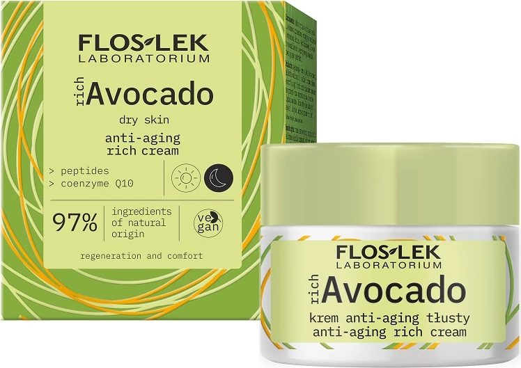 Krem fytyre për femra Floslek richAvocado anti-aging greasy, 50ml