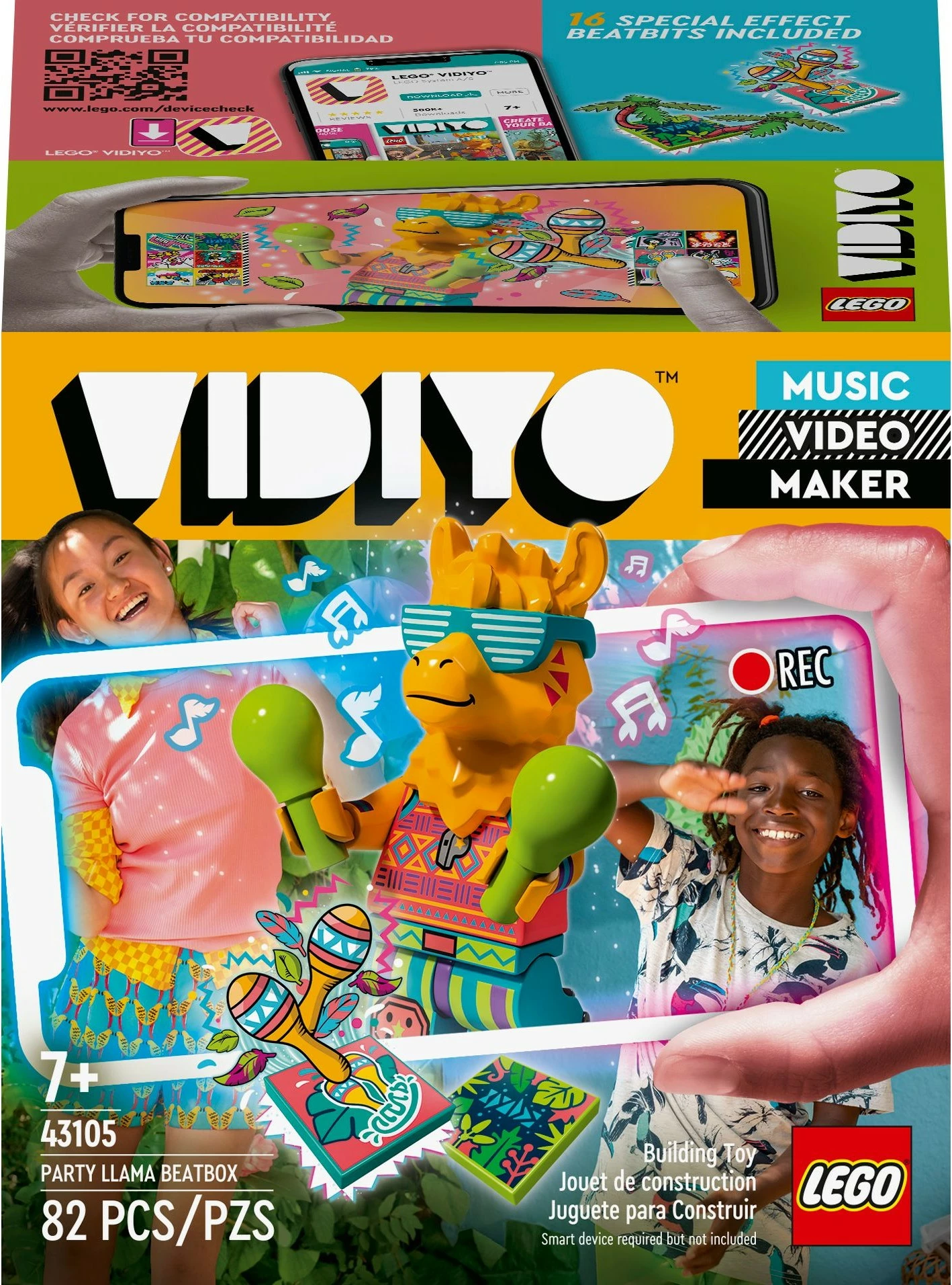 Set ndërtimi LEGO VIDIYO Party Llama BeatBox, 82 copë, shumëngjyrësh