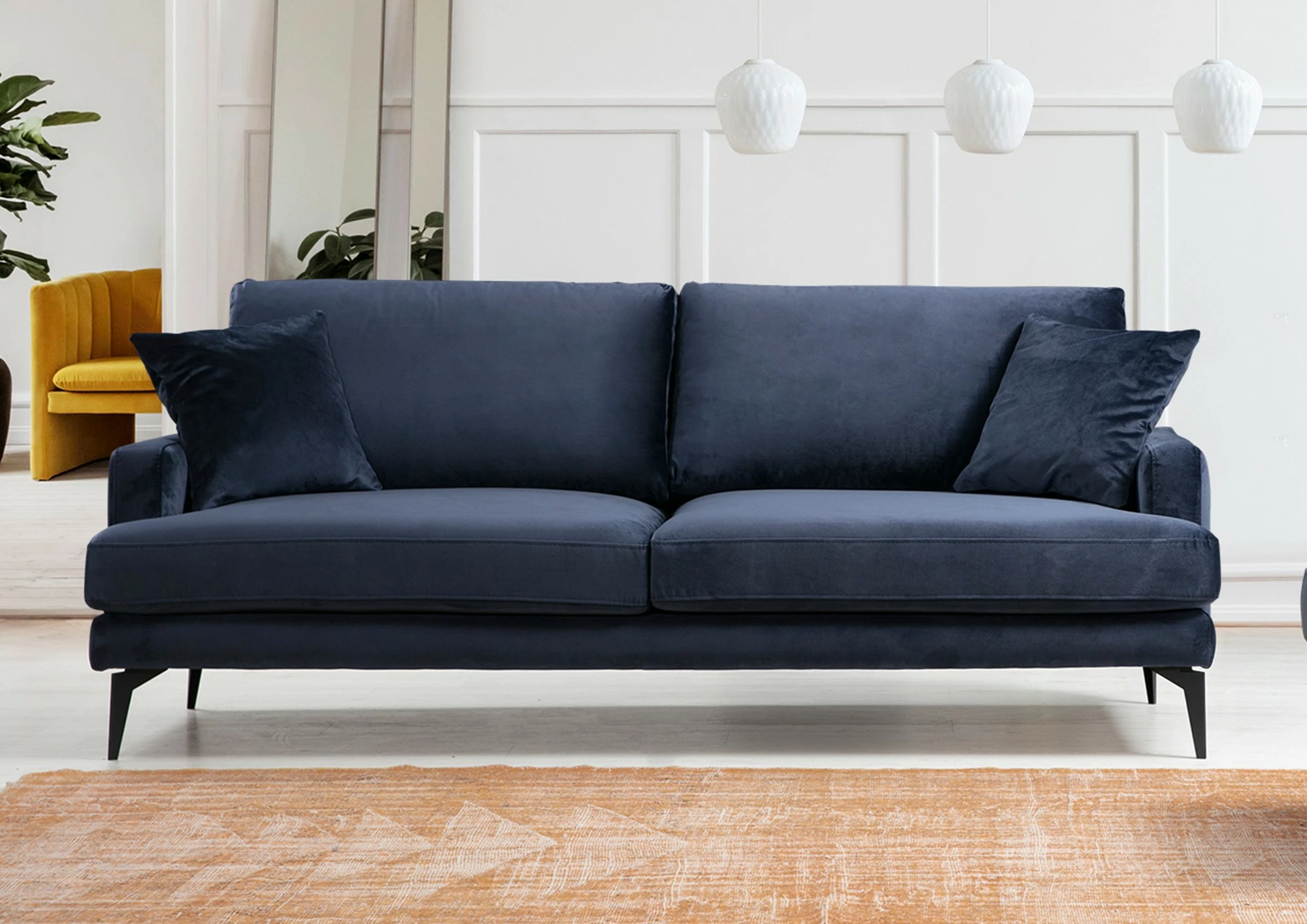 Divan treshe, ngjyrë blu e errët, Atelier del Sofa, Papira 3 vendësh