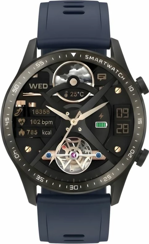 Smartwatch Gravity GT10-5, e zezë, 2 rripa