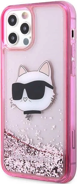 Mbështjellës Karl Lagerfeld KLHCP12MLNCHCP për iPhone 12/12 Pro 6.1", Glitter Choupette, rozë