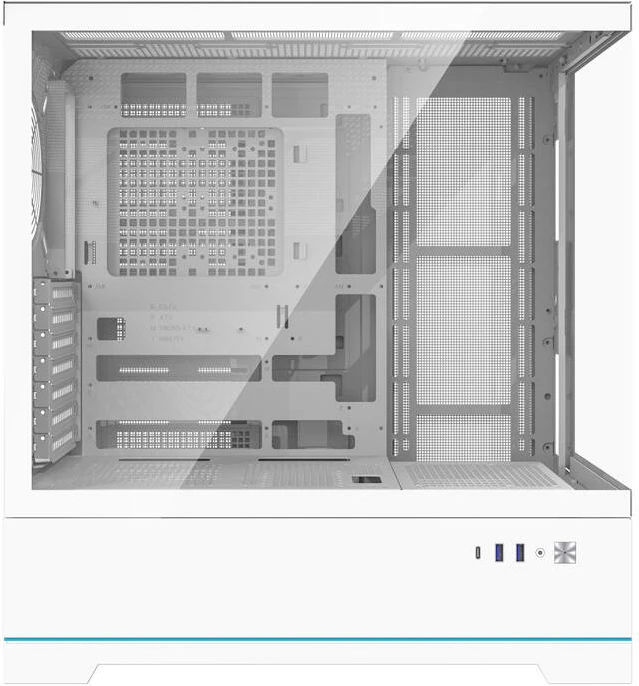 Kasë Darkflash DY451, Big Tower, pa ventilatorë, xham i temperuar, e bardhë