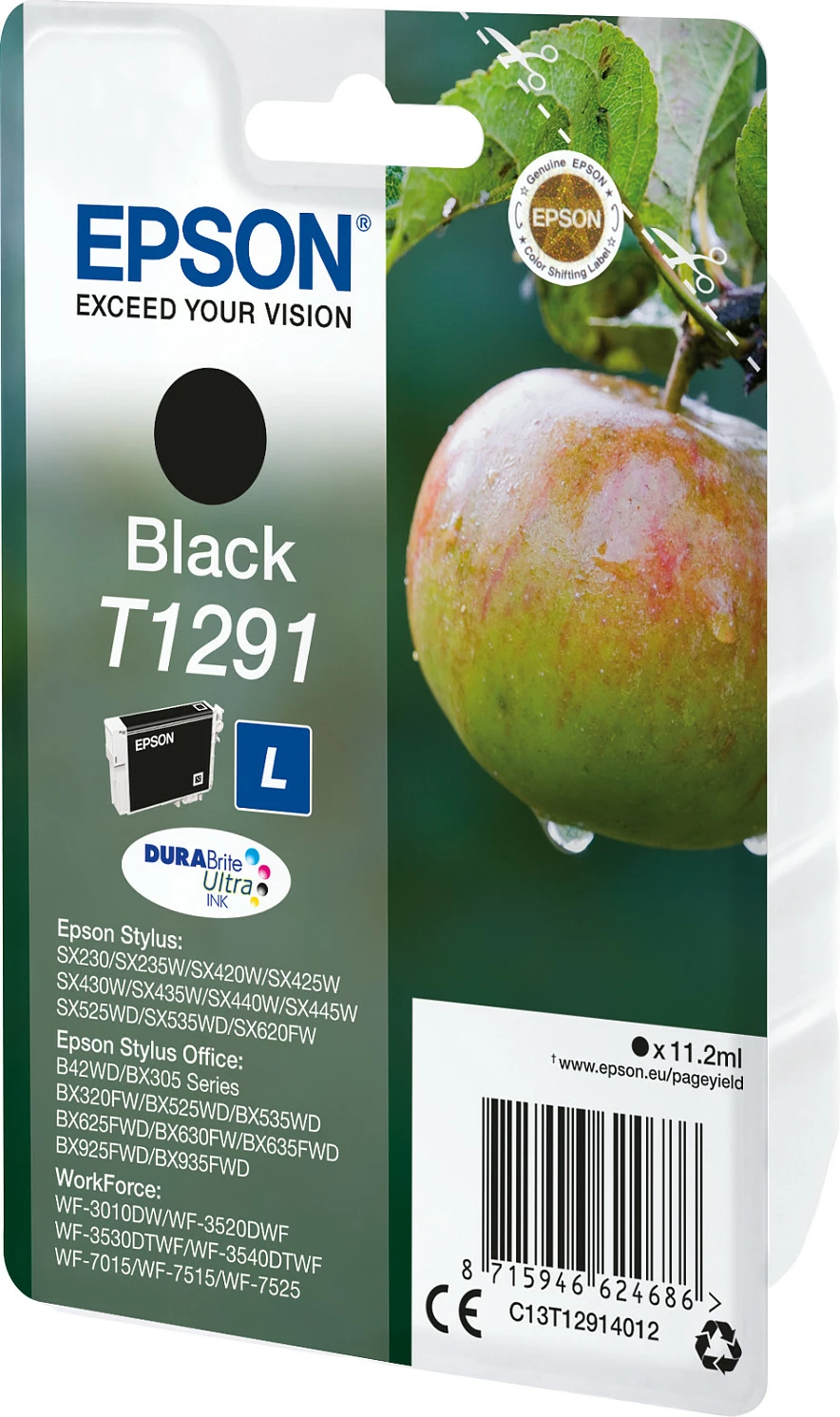 Toner Epson Apple Singlepack Black T1291 DURABrite Ultra, 11.2 ml