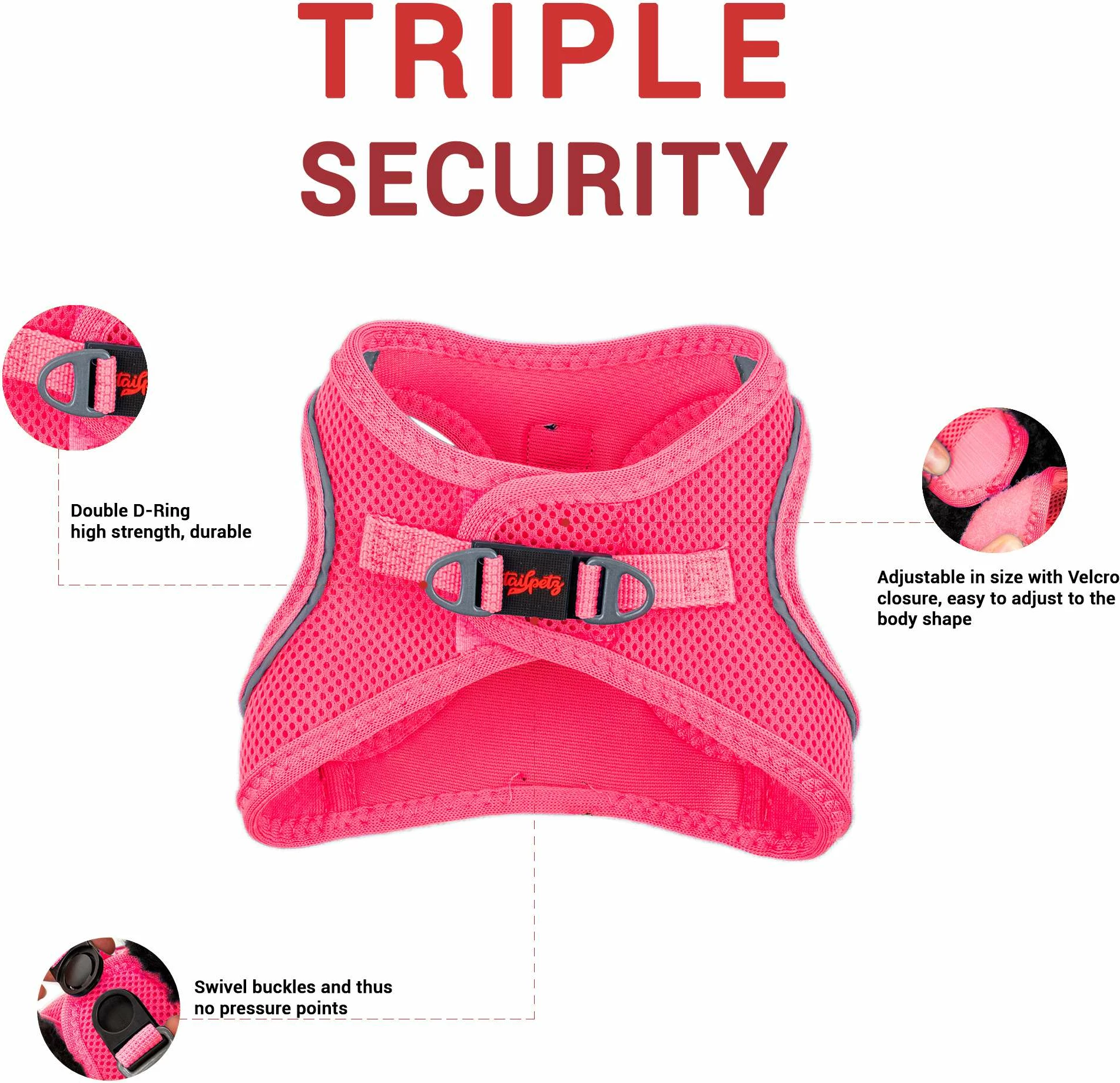 Parzmore për qen, ngjyrë Neo Pink, Air-Mesh