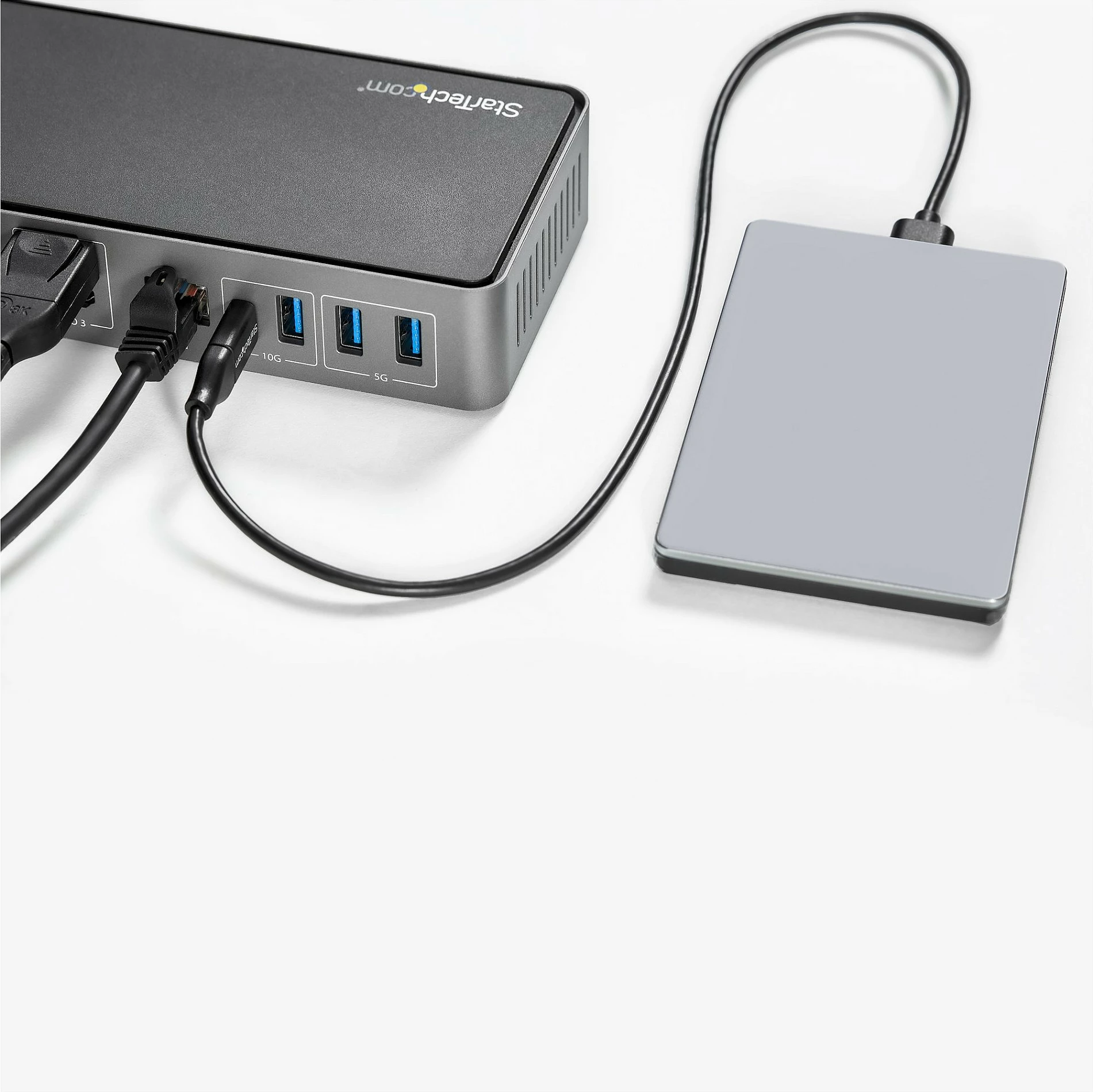 Docking station StarTech USB-C & USB-A Dock, Triple Monitor 4K 60Hz, 85W Power Delivery, 6x USB, GbE, e zezë/argjendtë