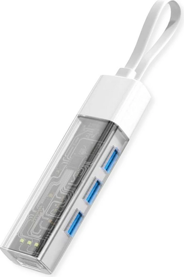 Hub USB ROLINE 14.02.5062, USB-C në 4x USB-A, USB 3.2 Gen 1, 5Gbps, 0.12m, i bardhë