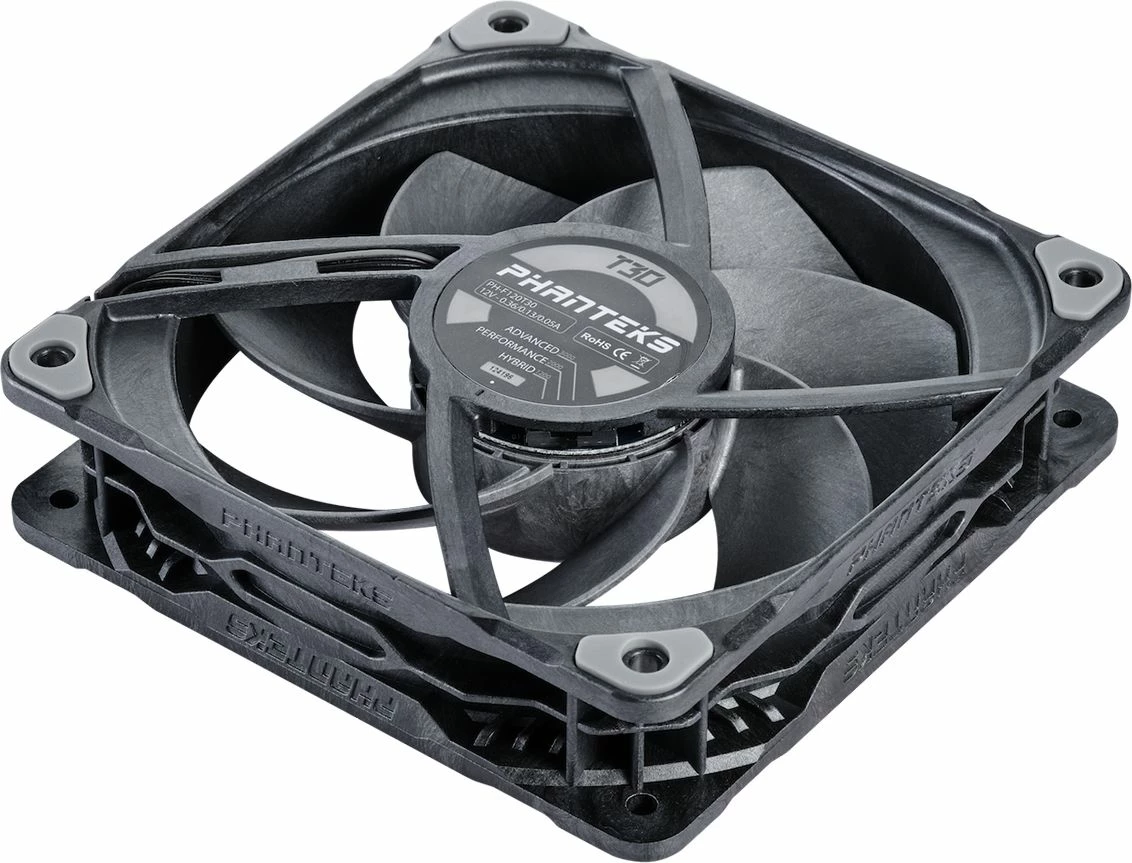 Ventilator PC Phanteks T30 PWM PH-F120T30_BG_3P, 120mm, 30mm i trashë, 4-pin PWM, 3000rpm, set 3 copë, gri