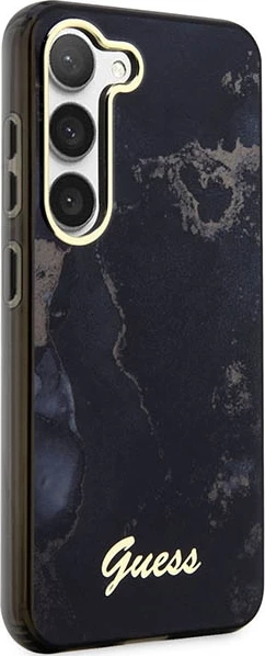 Mbështjellës Guess Golden Marble për Samsung Galaxy S23 S911, i fortë, i zi