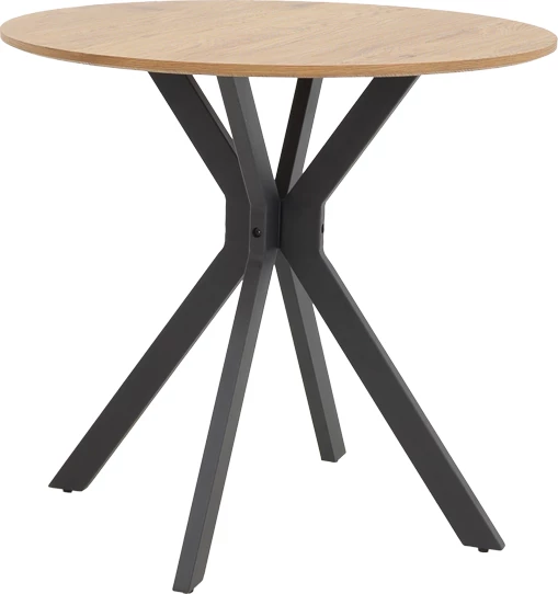 Tavolinë Xuson, MDF natyral, këmbë metalike të zeza, D80x75cm