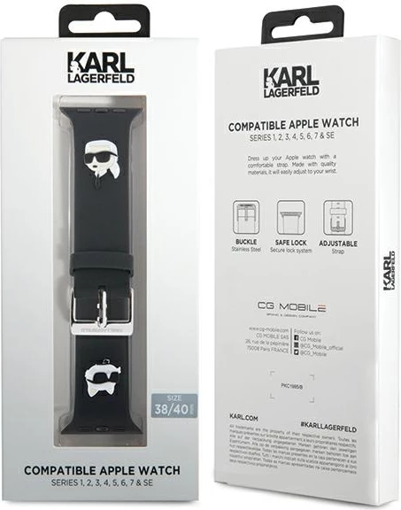 Rrip Apple Watch Karl Lagerfeld 3D Rubber Karl&Choupette Head, silikon, i zi, 38/40/41mm