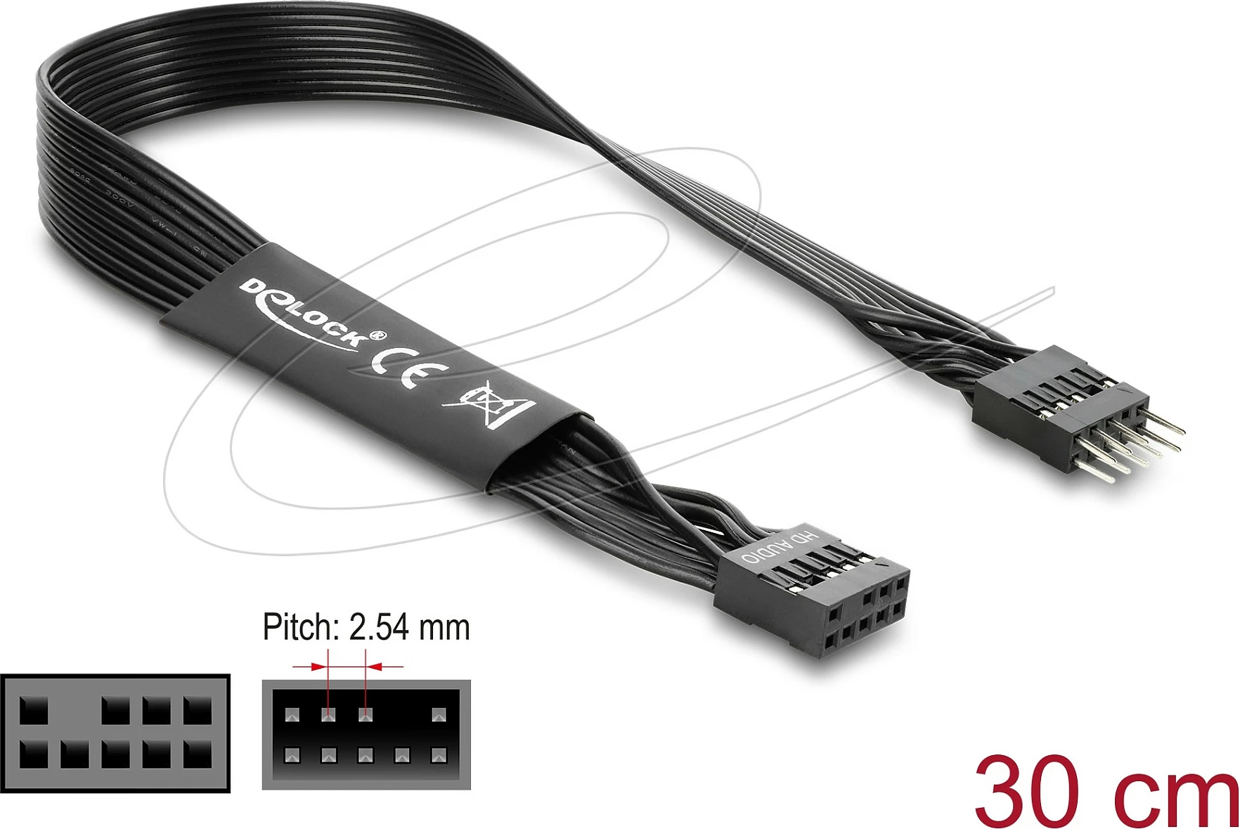 Kabllo HD Audio DeLOCK 86052, 30 cm, 9-pin male/female, e zezë