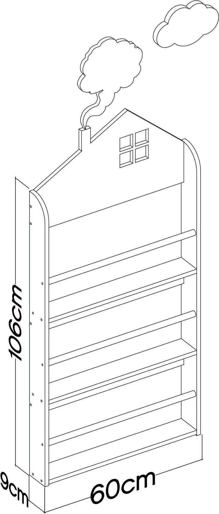 Raft librash Hanah Home, ngjyrë druri betuli, Lucca
